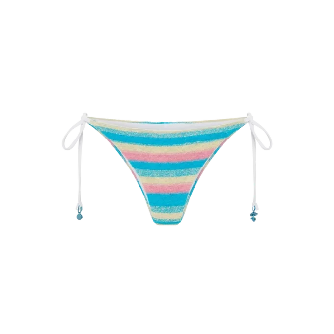 Bas de bikini en tissu éponge rayé