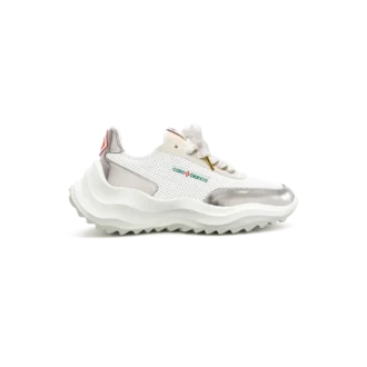 Baskets Atlantis blanches et chromées pour femme