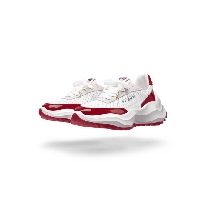 Baskets Atlantis pour femme, blanc et rouge vif