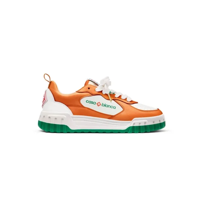 Baskets Court orange et blanches pour homme