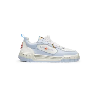 Baskets Court pour femme, blanc et bleu poudré