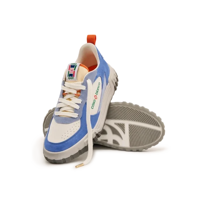 Baskets de tennis blanches et bleues pour homme