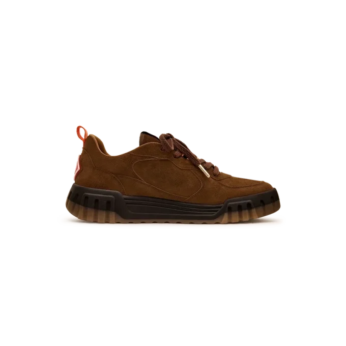 Baskets Court en daim marron pour femme