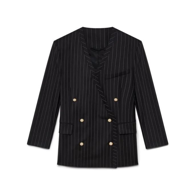 Blazer oversize en laine à fines rayures