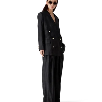 Blazer oversize en laine à fines rayures