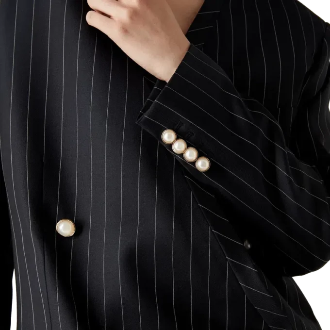 Blazer oversize en laine à fines rayures