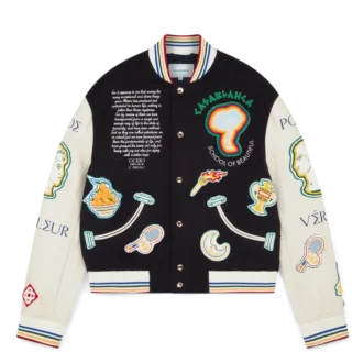 Blouson aviateur en patchwork de chenille