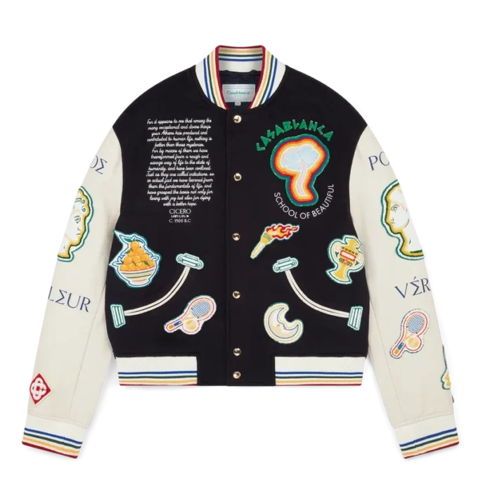 Blouson aviateur en patchwork de chenille