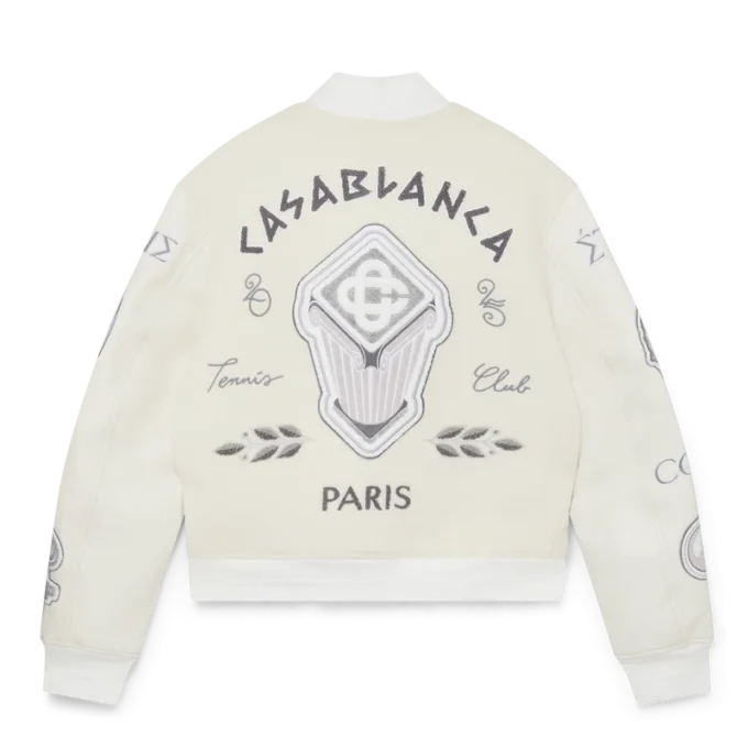 Blouson aviateur en patchwork de chenille