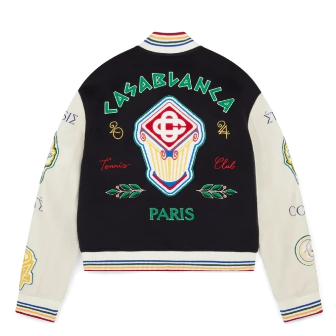 Blouson aviateur en patchwork de chenille