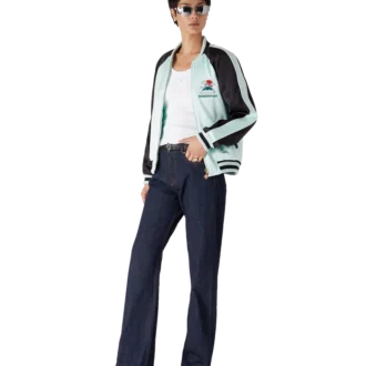 Blouson aviateur en satin brodé