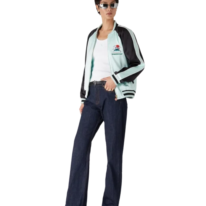 Blouson aviateur en satin brodé