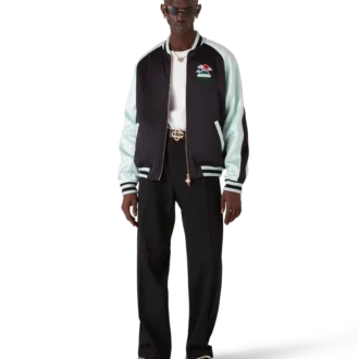 Blouson aviateur en satin brodé