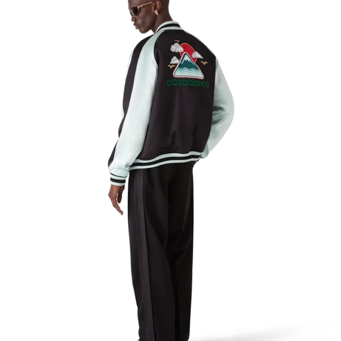 Blouson aviateur en satin brodé