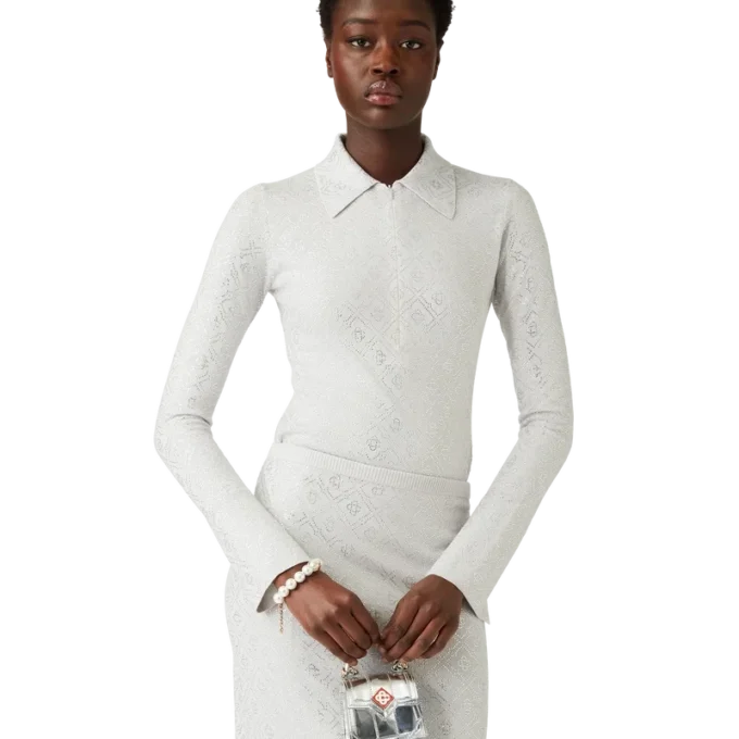 Body en maille avec monogramme en cristal