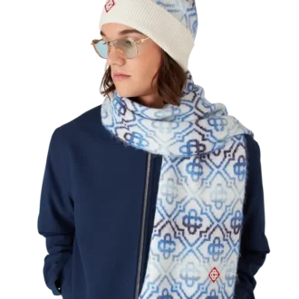 Bonnet en laine mérinos à motif monogramme Space Dye