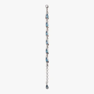 Bracelet en laiton « Goutte d&rsquo;eau » argent et bleu