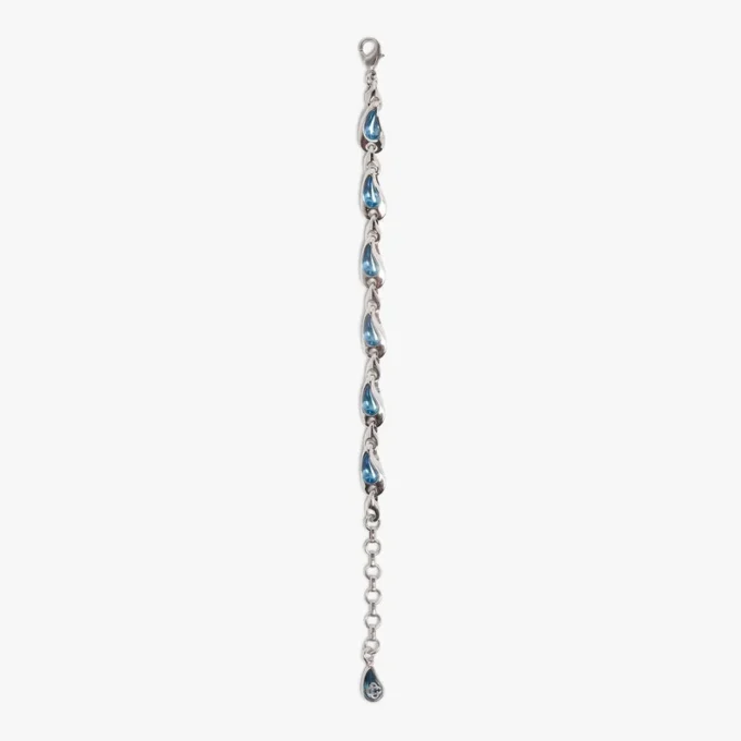 Bracelet en laiton « Goutte d&rsquo;eau » argent et bleu