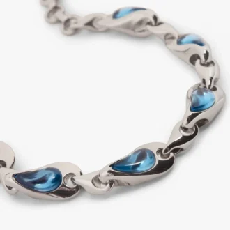 Bracelet en laiton « Goutte d&rsquo;eau » argent et bleu