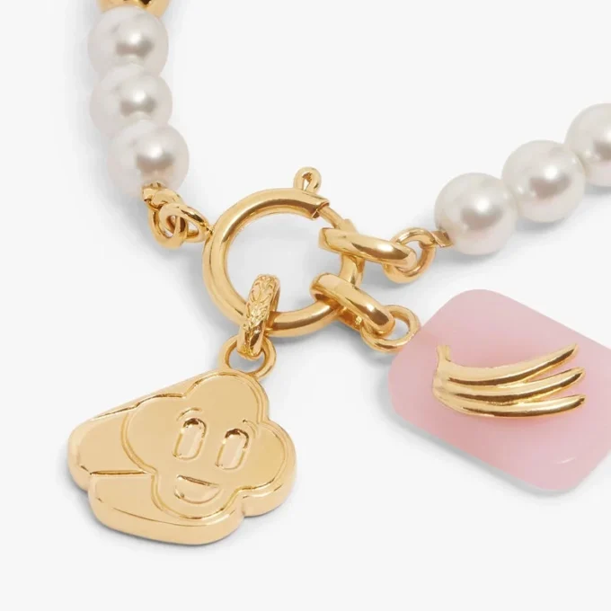 Bracelet Icon Pearl blanc et or