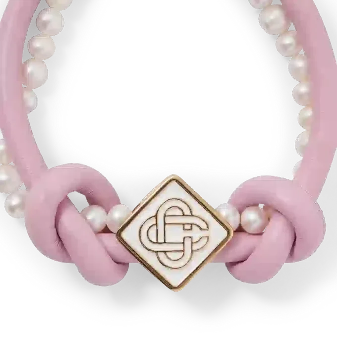 Bracelet à nœuds et perles rose