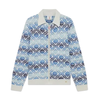 Cardigan à manches longues en laine mérinos avec motif Monogram Space Dye