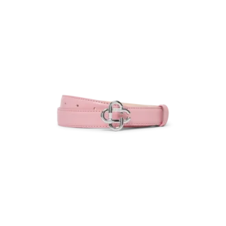 Ceinture à boucle avec logo CC rose et argent pour femme
