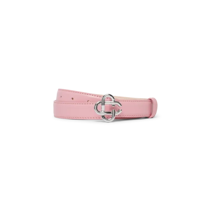 Ceinture à boucle avec logo CC rose et argent pour femme