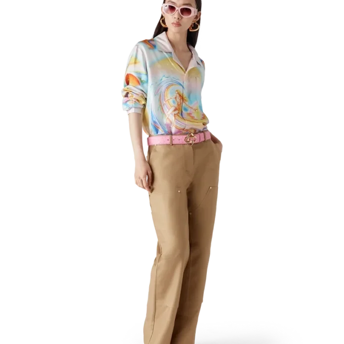 Ceinture rose avec logo CC en relief