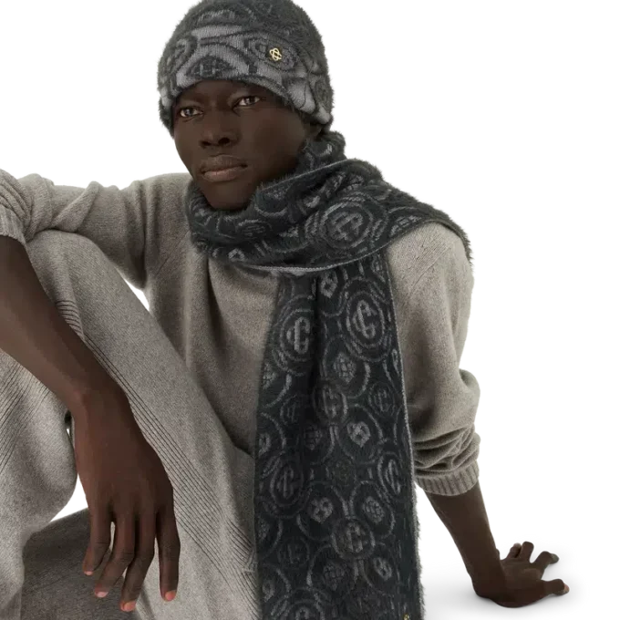 Écharpe en mohair moelleux à motif Monogram