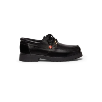 Chaussures bateau en cuir noir pour homme