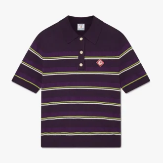 Chemise ajustée à rayures violettes et vertes