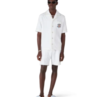 Chemise classique en tissu éponge à manches courtes blanche