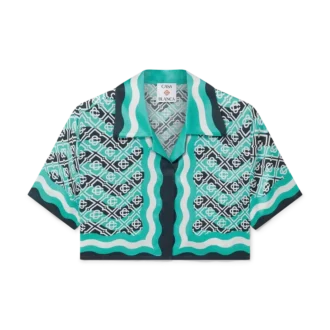 Chemise courte en soie Monogram Wave