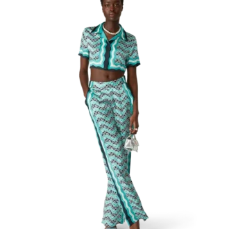 Chemise courte en soie Monogram Wave