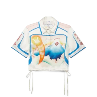 Chemise courte à manches courtes en soie Fuji Dream