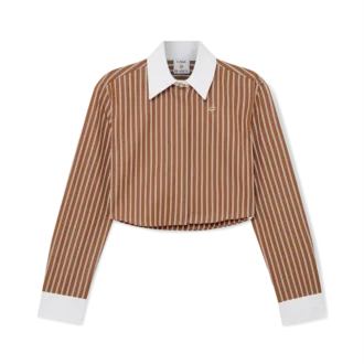 Chemise courte à manches longues à rayures