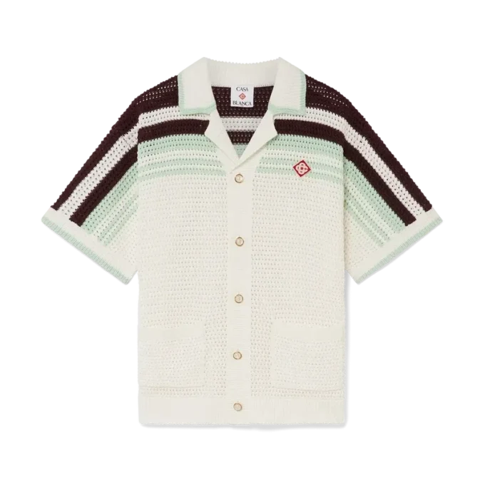 Chemise de tennis à manches courtes en coton crocheté Chemise de tennis à manches courtes en coton crocheté