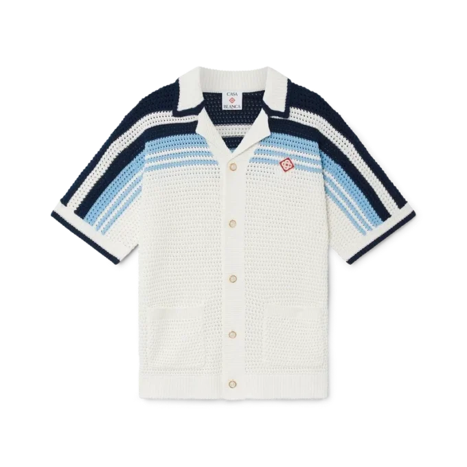 Chemise de tennis à manches courtes en coton crocheté Chemise de tennis à manches courtes en coton crocheté