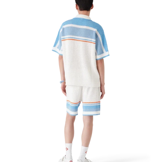 Chemise de tennis à manches courtes en coton crocheté Chemise de tennis à manches courtes en coton crocheté
