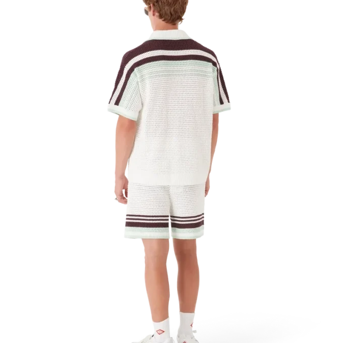 Chemise de tennis à manches courtes en coton crocheté Chemise de tennis à manches courtes en coton crocheté