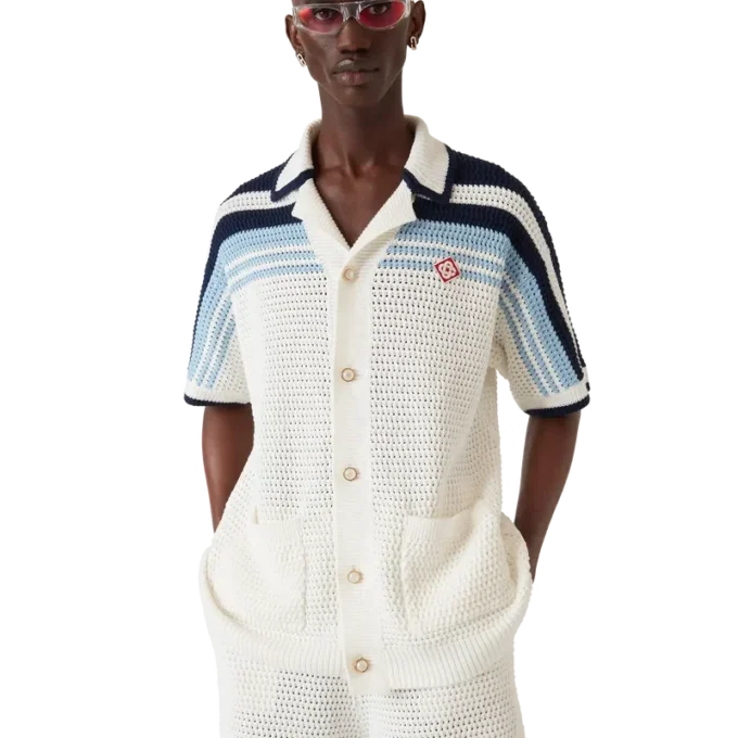 Chemise de tennis à manches courtes en coton crocheté Chemise de tennis à manches courtes en coton crocheté