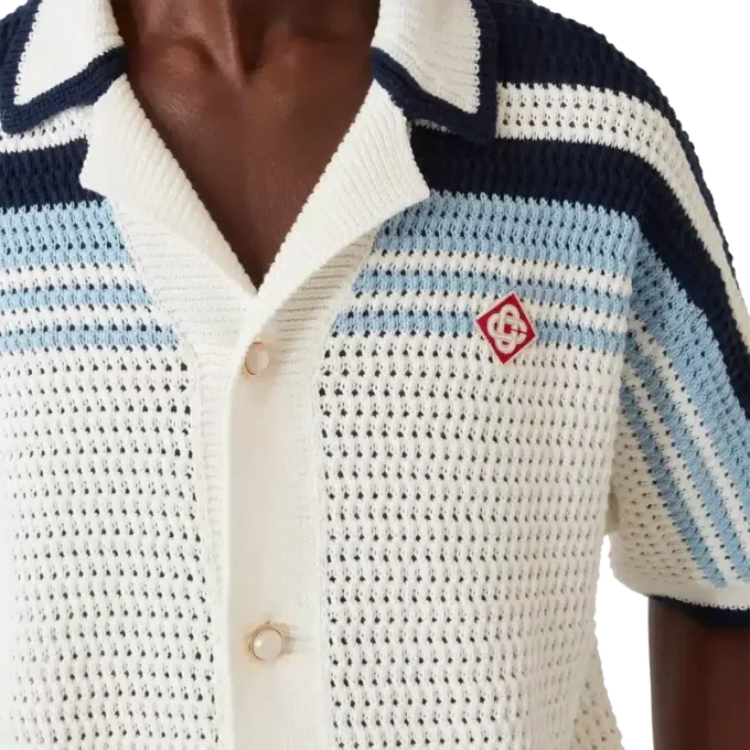 Chemise de tennis à manches courtes en coton crocheté Chemise de tennis à manches courtes en coton crocheté