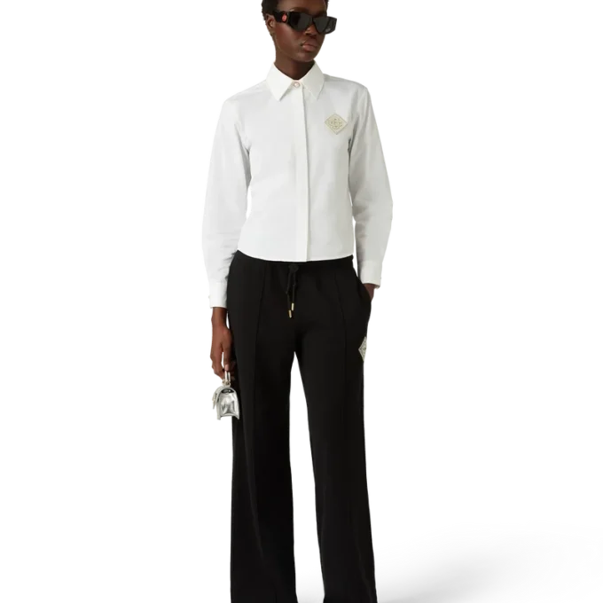 Chemise en coton avec patch diamant perlé