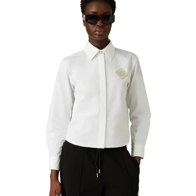 Chemise en coton avec patch diamant perlé