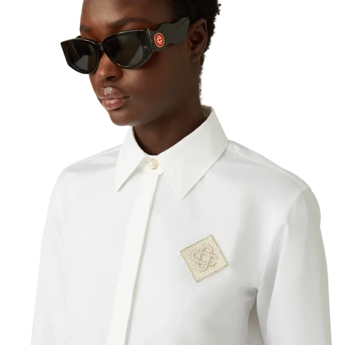 Chemise en coton avec patch diamant perlé