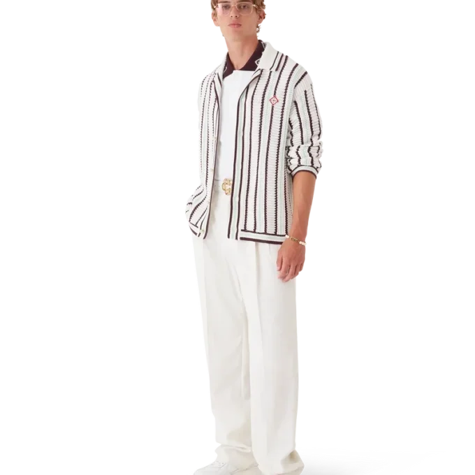 Chemise en coton crocheté à rayures Chemise en coton crocheté à rayures