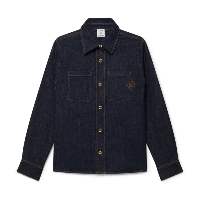 Chemise en denim avec logo brodé Chemise en denim avec logo brodé