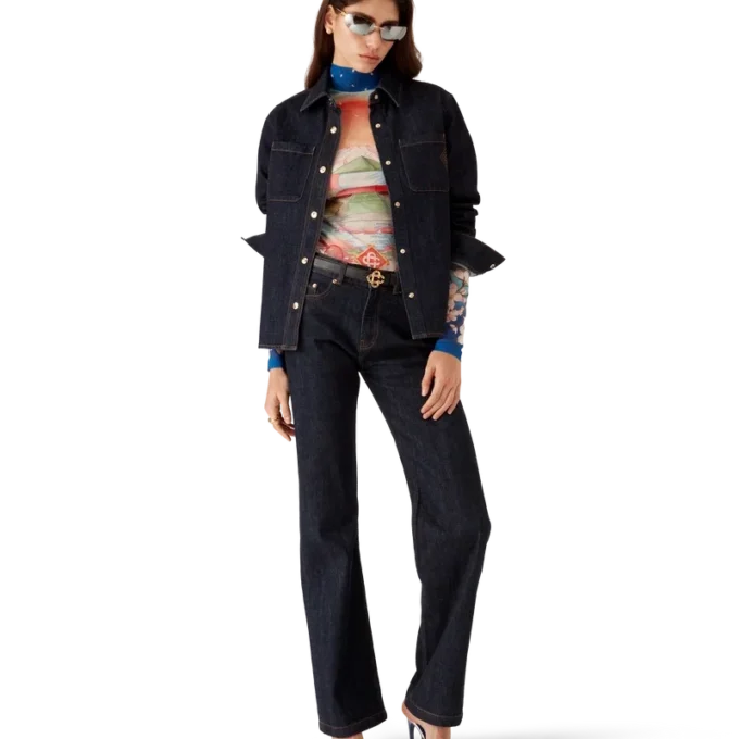 Chemise en denim avec logo brodé Chemise en denim avec logo brodé