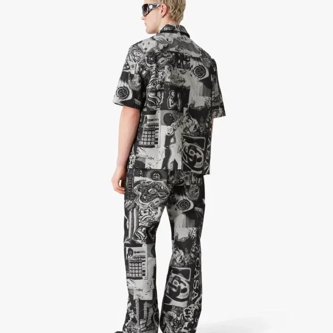 Chemise en denim à manches courtes Rave Collage en shorts Chemise en denim à manches courtes Rave Collage en shorts